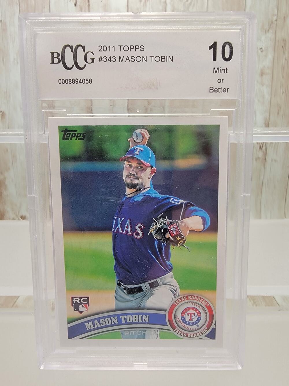 2011 Topps #343 Mason Tobin RC Texas Rangers Beckett/BCCG 10